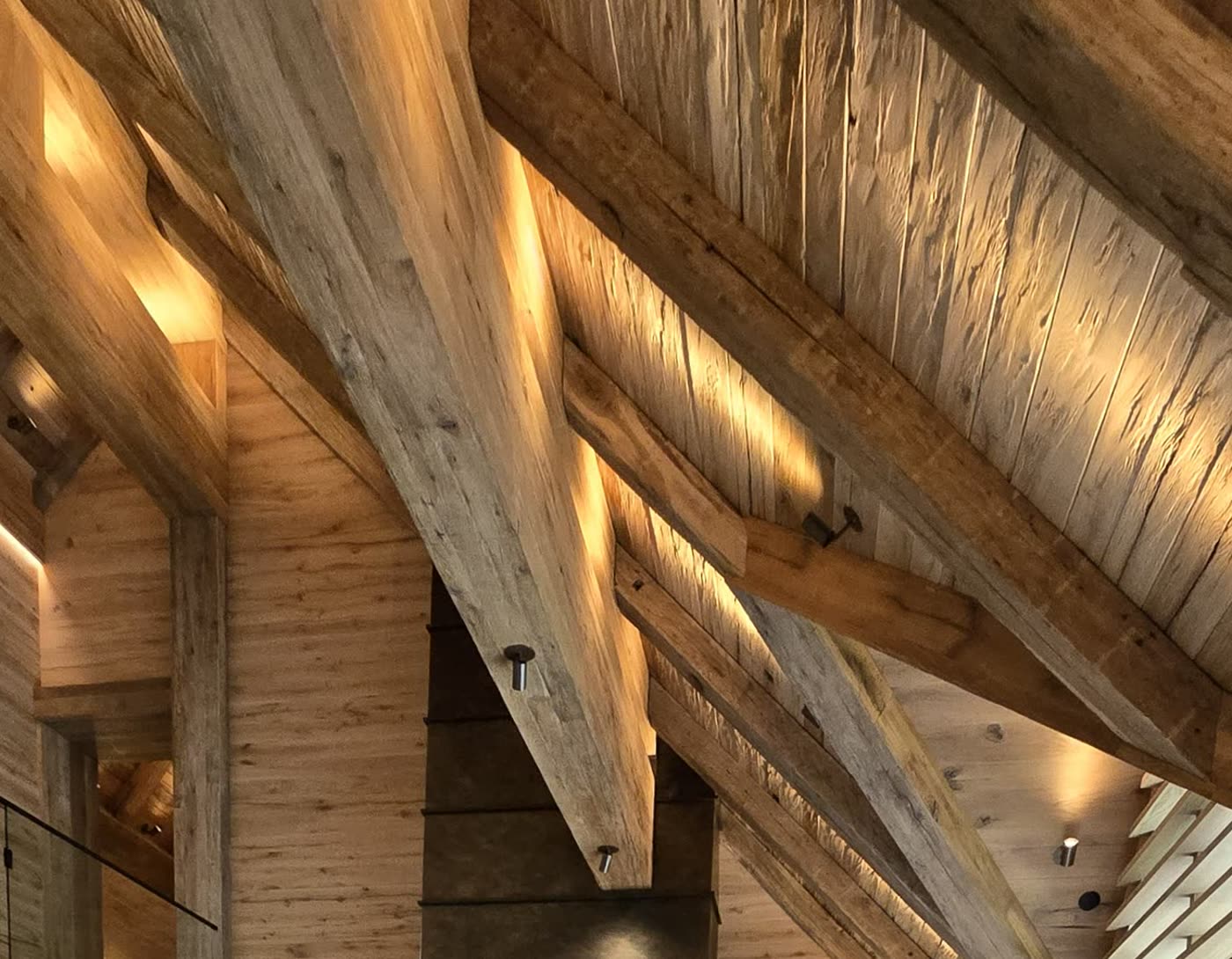 Heavy timber structure, exposed beams