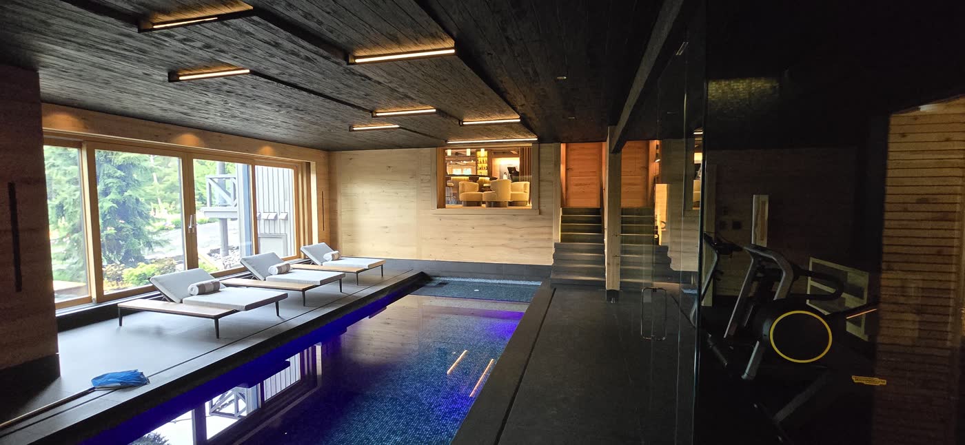 Timber-lined pool room
