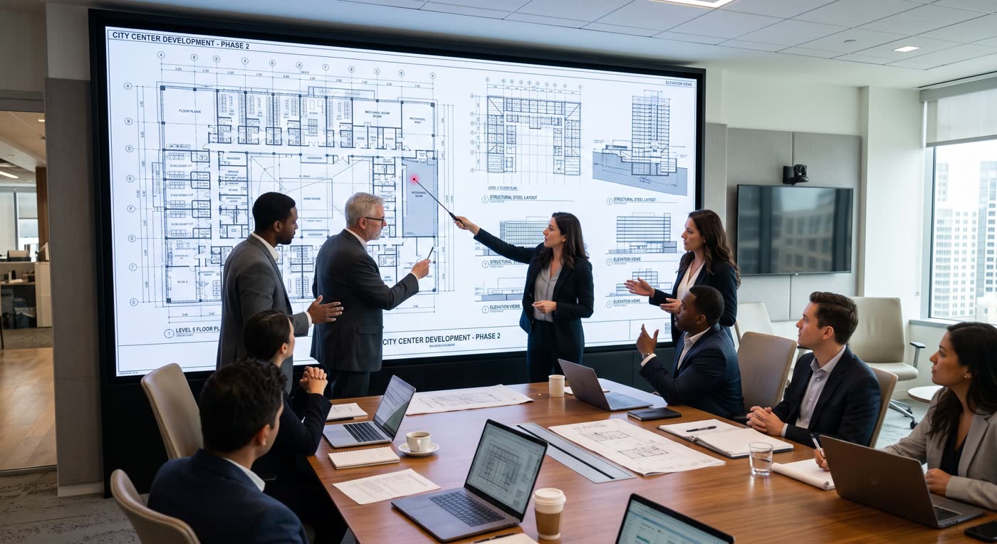 Project team reviewing the coordinated drawings